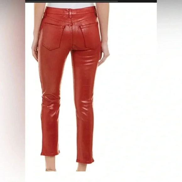 J Brand Ruby High Rise Crop Cigarette Pants Phenomena Sz 26 Red Coated jeans NWT - Picture 3 of 11